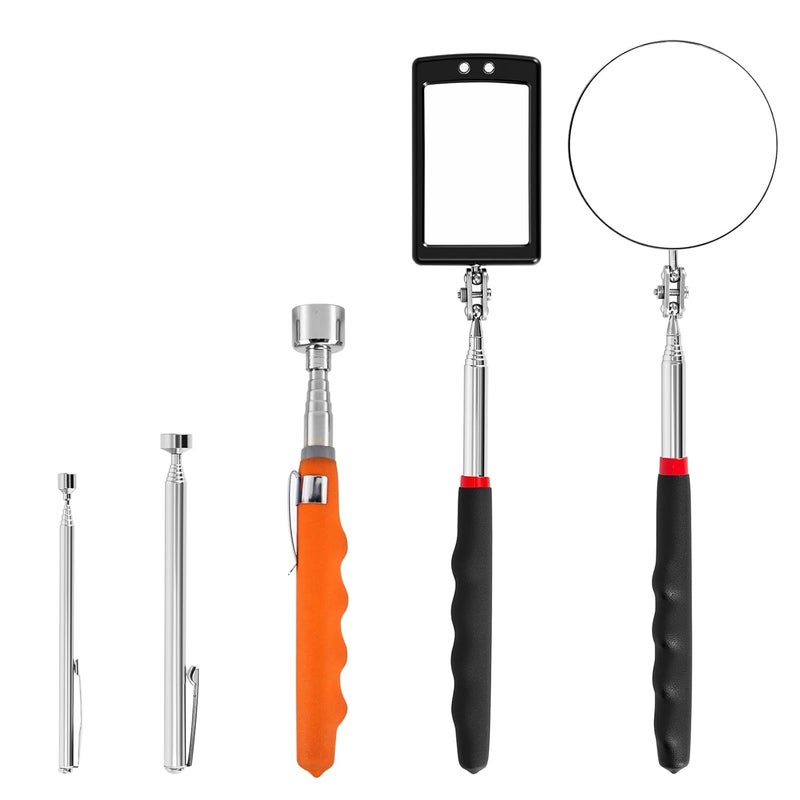 HARDK Lighted Inspection Mirror & Magnetic Pickup Tool Set of 5 - Telescoping Handle,360 Swivel for Extra Viewing,Pickup Tool Meet the Needs of Various Occasions,Useful for Mechanic,Automotive,Gifts for men - Image 1